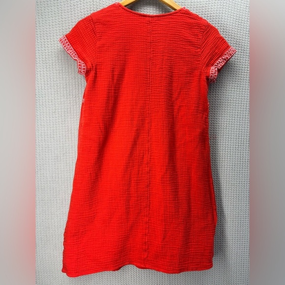 Old Navy Red Midi Gauze Dress Women Sz S- Boho Cross Stictch Gramma Summer Comfy - Picture 6 of 8